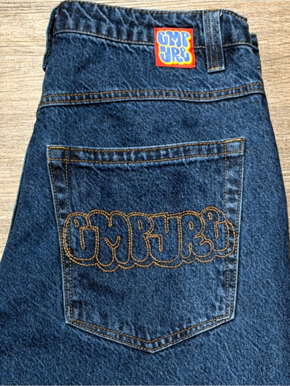 Empyre 90’s Jeans Dark Blue Denim Relaxed Jeans with Embroidered Back Pocket